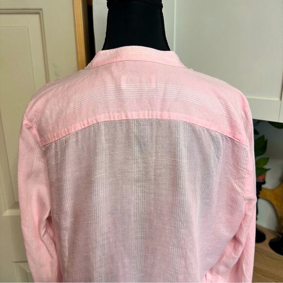 Untuckit for Her Kathryn Linen Blend Button Front Long Sleeve Shirt Size 6 Pink - Picture 6 of 11